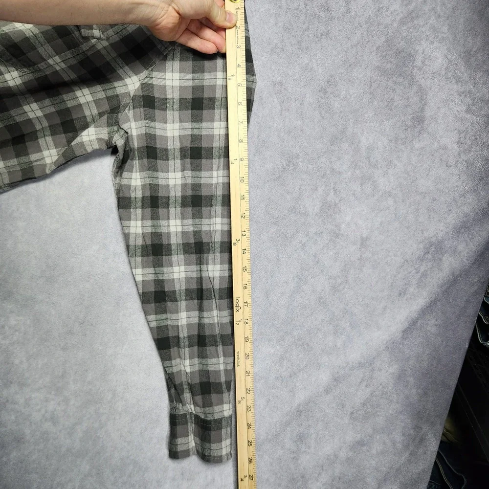 Lucky Brand Mens XXL Gray Plaid Flannel Button Down Shirt Cotton Long Sleeve